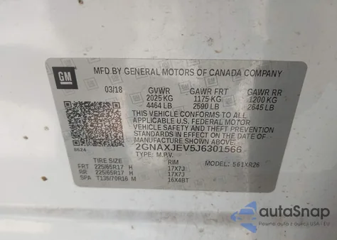 2018 Chevrolet Equinox Lt from USA, damaged, VIN 2GNAXJEV5J6301566
